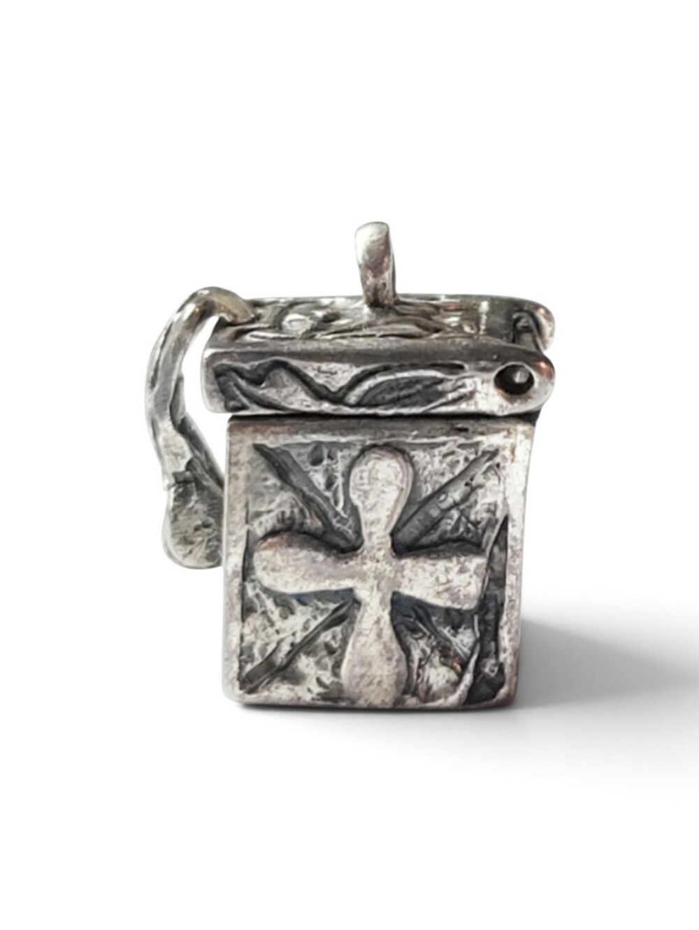 Vintage 925 Sterling Silver Maltese Cross Poison Box Prayer Locket Charm 5.5g